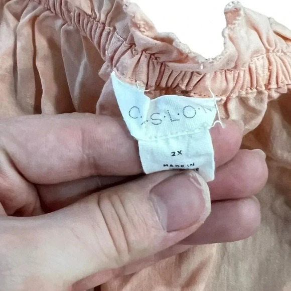 Caslon Peach Orange Swiss Dot Bell Sleeves Blouse 2X - Picture 4 of 4